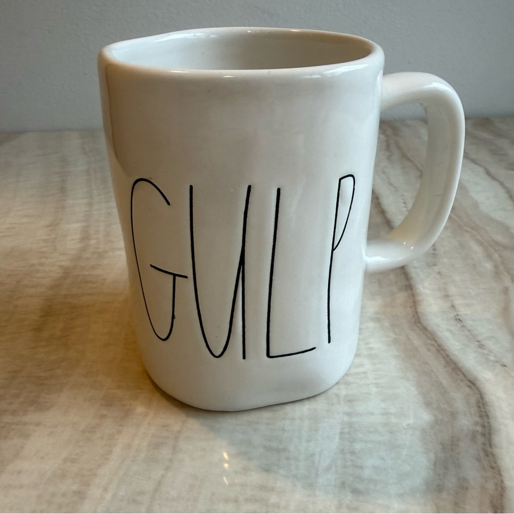Rae Dunn White 'GULP' Mug
